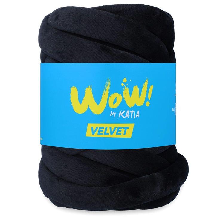 Katia WOW Velvet - 504 Zwart - Jumbo Chenille Garen voor H, Hobby en Vrije tijd, Breien en Haken, Ophalen of Verzenden