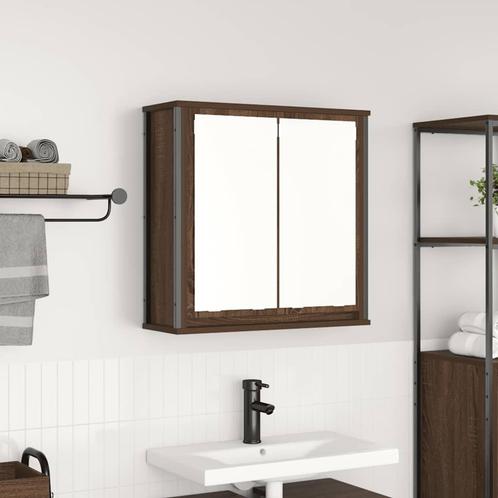 vidaXL Badkamerwandkast met spiegel 60x21x60 cm bruin eiken, Huis en Inrichting, Tafels | Kaptafels, Nieuw, Verzenden
