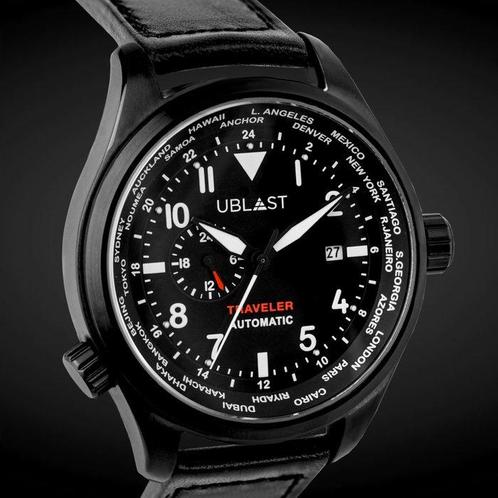 Ublast - Traveler Automatic World Time - REF.UBTR47BK -, Sieraden, Tassen en Uiterlijk, Horloges | Heren