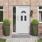 vidaXL Plantenbak 2 pcs Olijf Groen 40 x 40 x 75 cm Staal, Verzenden, Minder dan 60 cm, Nieuw, Metaal