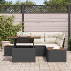 vidaXL Tuin Sofa Set met opslag 5 pcs Zwart Poly riet, Verzenden, Nieuw, Rotan