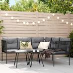 vidaXL Loungeset met kussens staal en textileen zwart, Verzenden, Nieuw, Rvs, Loungeset