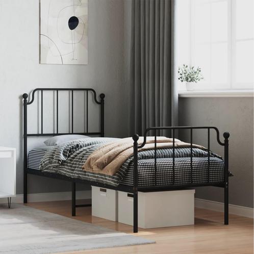 vidaXL Bedframe met hoofd- en voeteneinde metaal zwart, Huis en Inrichting, Slaapkamer | Bedden, Zwart, Nieuw, Metaal, Verzenden
