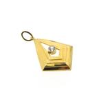 Gouden hanger met zirconia (geelgoud, fantasie, 585), Ophalen of Verzenden, Gebruikt, Goud, Overige merken