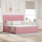vidaXL Opslag bed met matras met matras Roze 160 x 200 cm, Huis en Inrichting, Slaapkamer | Bedden, Verzenden, Nieuw, Stof