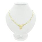 Gouden staafjes schakelcollier met vaste hanger en zirconia, Gebruikt, Overige kleuren, Ophalen of Verzenden, Met edelsteen