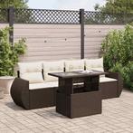 vidaXL 5-delige Loungeset met kussens poly rattan bruin, Verzenden, Nieuw, Rotan, Loungeset