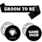 Groom to Be sjerp en dasstrik zwart met goud, Kleding | Heren, Verzenden, Zwart, Nieuw, Accessoires