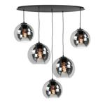 Hanglamp Smoked glas 5 voudig E27 Ovaal Fantasy globes, Ophalen of Verzenden, Nieuw, Metaal, Minder dan 50 cm