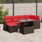 vidaXL 7-delige tuinbankset met kussens, bruin polyrotan, Verzenden, Nieuw, Rotan