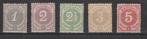 Postzegels Curaçao 1889 Cijfer NR.13-17 (1285), Postzegels en Munten, Postzegels | Nederlandse Antillen en Aruba, Verzenden, Postfris