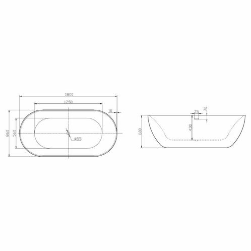 Vrijstaand Bad Melissa 180x85x60 cm Incl. Klikwaste, Afvoer, Doe-het-zelf en Verbouw, Sanitair, Ophalen of Verzenden