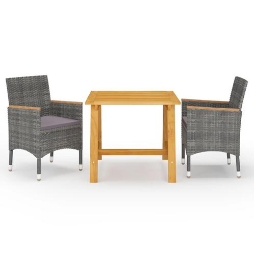 vidaXL 3-delige Tuinset grijs, Tuin en Terras, Tuinsets en Loungesets, Tuinset, Nieuw, 2 zitplaatsen, Rotan, Verzenden