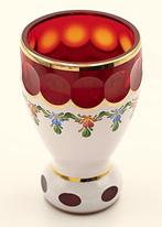 Moser Bohemian Art Nouveau Hand painted Enamelled Ruby Red