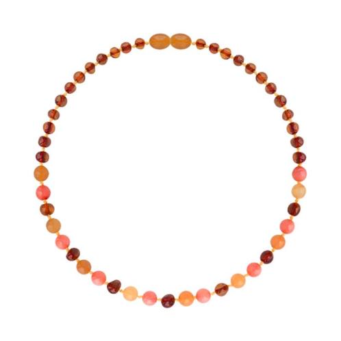 Barnsteen ketting volwassenen - cognac/aventurine/coral (45, Sieraden, Tassen en Uiterlijk, Armbanden