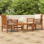vidaXL 3-delige Loungeset met kussens massief acaciahout, Verzenden, Nieuw, Hardhout, Loungeset