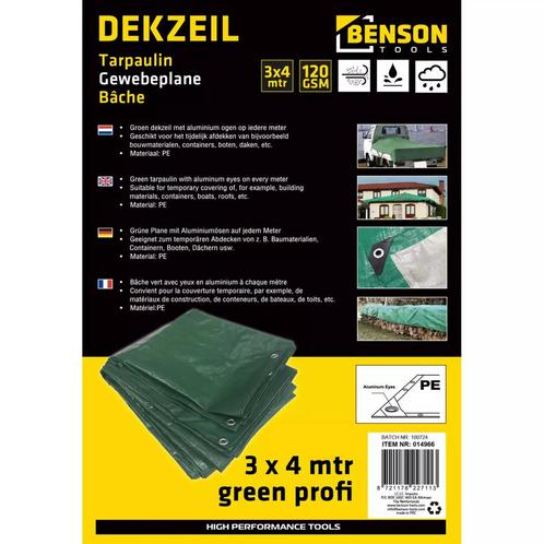 Benson Groen dekzeil 3x4 m - robuust mesh - PE 120GSM - v..., Auto diversen, Aanhangwagen-onderdelen, Nieuw, Ophalen of Verzenden