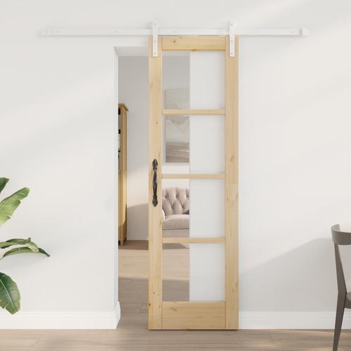 vidaXL Schuifdeur met beslag ORKDAL massief hout en glas, Doe-het-zelf en Verbouw, Deuren en Horren, Nieuw, Verzenden