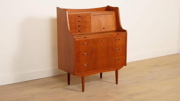 Vintage secretaire | Deens | Teak | Met spiegel, Huis en Inrichting, Kasten | Secretaires, Ophalen of Verzenden