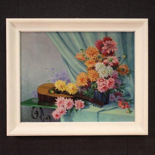 R. Emmanuel (XX) - Elegante natura morta - XL format, Antiek en Kunst, Kunst | Schilderijen | Klassiek
