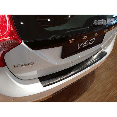 Zwart RVS Achterbumperprotector Volvo V60 2010-2018 'Ribs', Auto-onderdelen, Carrosserie en Plaatwerk, Ophalen of Verzenden