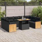 vidaXL 10-delige Loungeset met kussens poly rattan acacia, Verzenden, Nieuw, Rotan, Loungeset