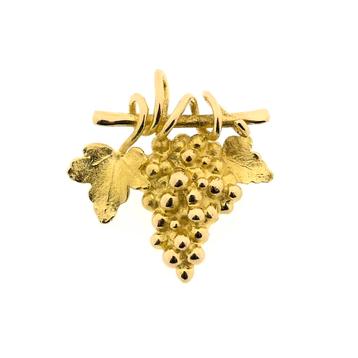 18 Krt. Gouden broche van een tros druiven (kettinghanger)