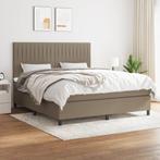 vidaXL Boxspring met matras stof taupe 160x200 cm, Verzenden, 200 cm, Stof, 160 cm