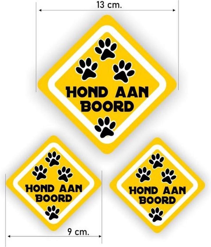 Hond aan Boort sticker set 3 st. (910.43), Auto diversen, Autostickers, Verzenden