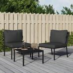 vidaXL Tuinstoelen met grijze kussens 2 st 60x74x79 cm staal, Verzenden, Nieuw, Rvs, Tuinset
