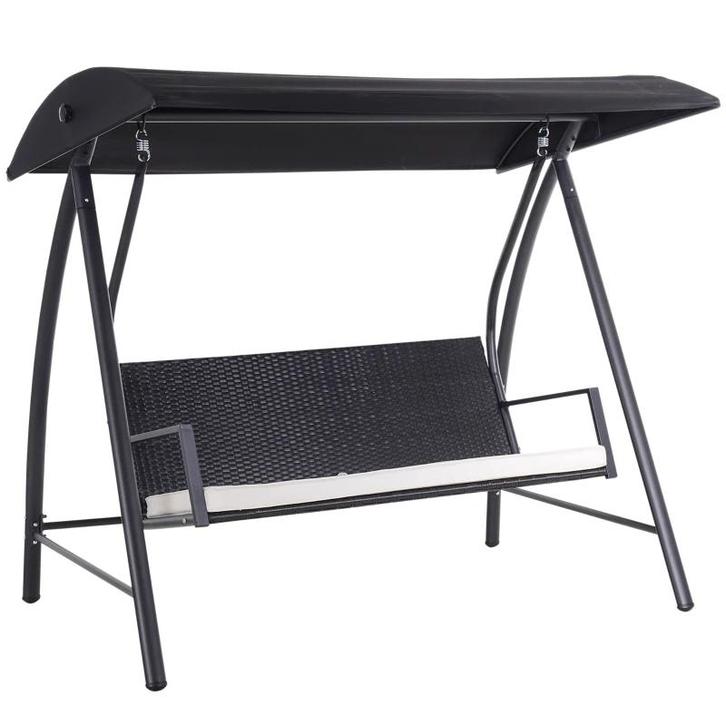 TRUUSK 3-zits Hangmat met Dakschommel - Poly Rotan en Metaal, Tuin en Terras, Tuinstoelen, Nieuw, Verzenden