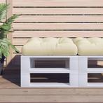 vidaXL Palletkussen 58x58x10 cm stof crèmekleurig, Huis en Inrichting, Verzenden, Nieuw