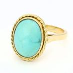 Ring - 18 karaat Geel goud Turquoise, Sieraden, Tassen en Uiterlijk, Ringen, Nieuw