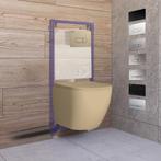 Toiletset Budget 86 Mudo Mat Beige Met B&W Drukplaat, Doe-het-zelf en Verbouw, Sanitair, Ophalen of Verzenden, Nieuw, Chroom, Overige typen