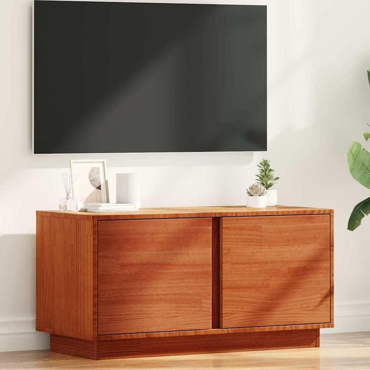 vidaXL TV-kast Wasbruin 80 x 35 x 40,5 cm Massief grenenhout, Huis en Inrichting, Kasten | Televisiemeubels, Nieuw, Minder dan 50 cm