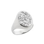 Witgouden ovalen zegelring met diamanten | 0,86 ct., Sieraden, Tassen en Uiterlijk, Ringen, Gebruikt, Overige kleuren, 20 of groter