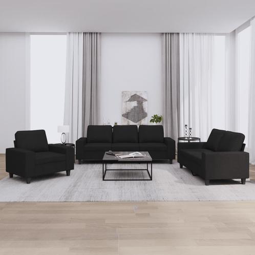 vidaXL 3-delige Loungeset stof zwart, Huis en Inrichting, Banken | Bankstellen, Nieuw, Stof, Vierpersoons of meer, Verzenden