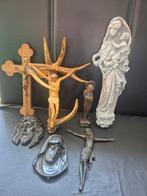 Set van 7 religieuze kunstobjecten (7) - Hout, Metaal,, Antiek en Kunst