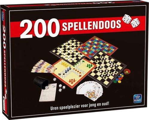 King 200 Spellendoos - Grote Doos met 200 verschillende Spel, Hobby en Vrije tijd, Gezelschapsspellen | Bordspellen, Nieuw, Verzenden