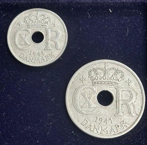 Denemarken, Faeröer. Christian X. 10 Ore and 25 Ore 1941, Postzegels en Munten, Munten | Europa | Niet-Euromunten