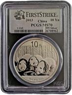 Chinese Panda 1 oz 2013 PCGS MS70 First Strike, Verzenden, Oost-Azië, Losse munt, Zilver