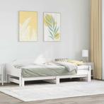 Witte Grenen Slaapbank met Onderschuifbed | Tweedekansje, Wit, Ophalen of Verzenden, 80 cm, 200 cm