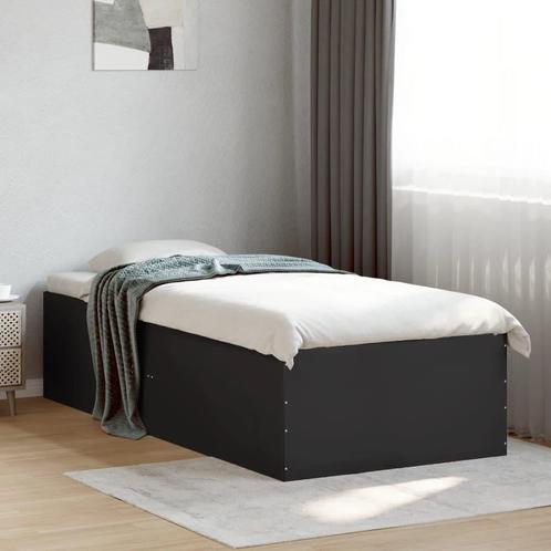 vidaXL Bedframe bewerkt hout zwart 90x200 cm, Huis en Inrichting, Slaapkamer | Bedden, 90 cm, 200 cm, Zwart, Eenpersoons, Nieuw
