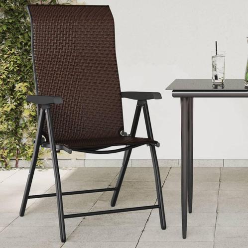 vidaXL Tuinstoelen 4 st inklapbaar poly rattan bruin, Tuin en Terras, Tuinstoelen, Nieuw, Rotan, Verzenden