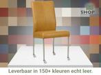 Leren eetkamerstoel Comfort met wieltjes - Granada Amber, Huis en Inrichting, Stoelen, Bruin, Nieuw, Leer, Ophalen of Verzenden