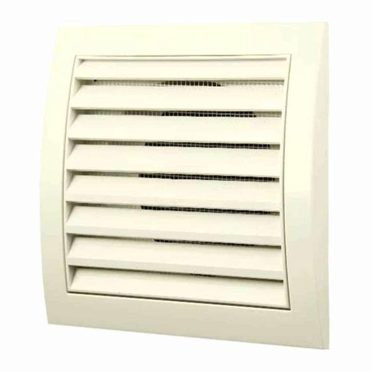 Europlast kunststof muurrooster wit 150 x 150mm Ø 100mm -, Doe-het-zelf en Verbouw, Ventilatie en Afzuiging, Ophalen of Verzenden