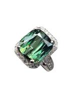 Ring - 18 karaat Witgoud - 16.68ct. tw. Toermalijn - Diamant, Nieuw