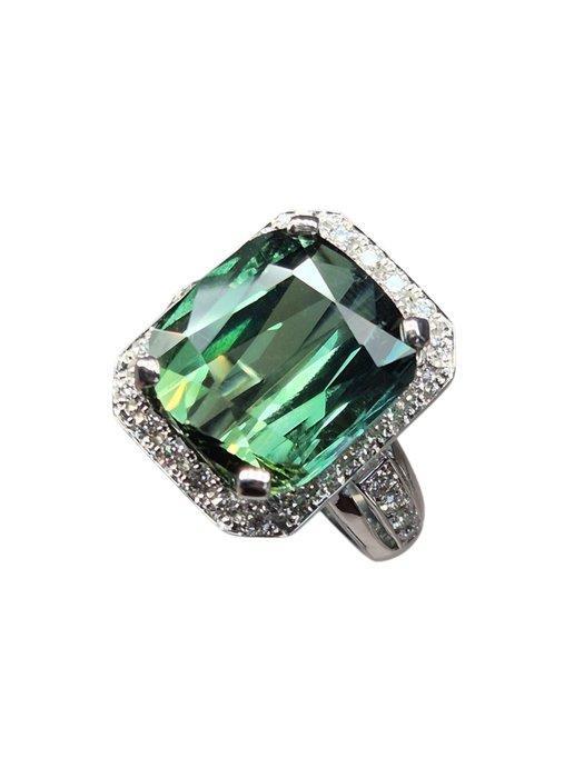 Ring - 18 karaat Witgoud - 16.68ct. tw. Toermalijn - Diamant, Sieraden, Tassen en Uiterlijk, Ringen