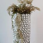 Poly/glasvezel plantenbak Carve zilver H.70cm, Huis en Inrichting, Woonaccessoires | Vazen, Verzenden, Nieuw