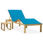 vidaXL Ligbed met tafeltje en kussen geïmpregneerd, Tuin en Terras, Verzenden, Nieuw